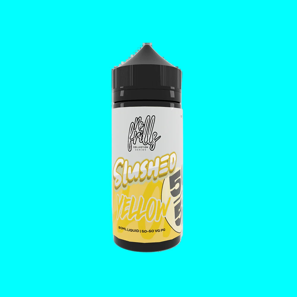 Bottle labeled 'Slushed Melon' with yellow and black label on white background