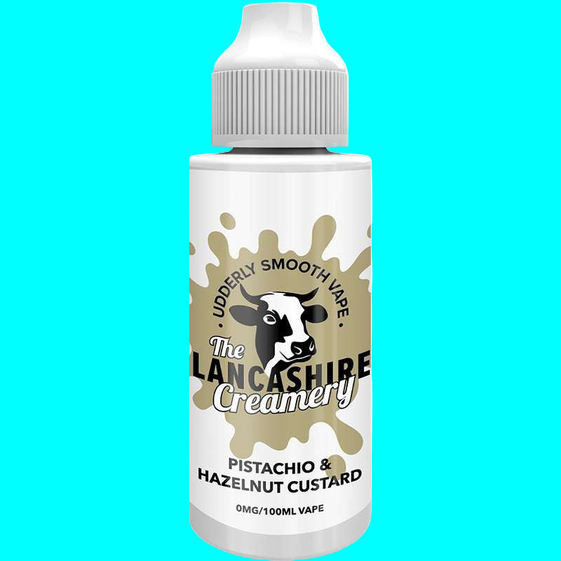 Vape juice bottle labeled 'The Lancashire Creamery' on a white background