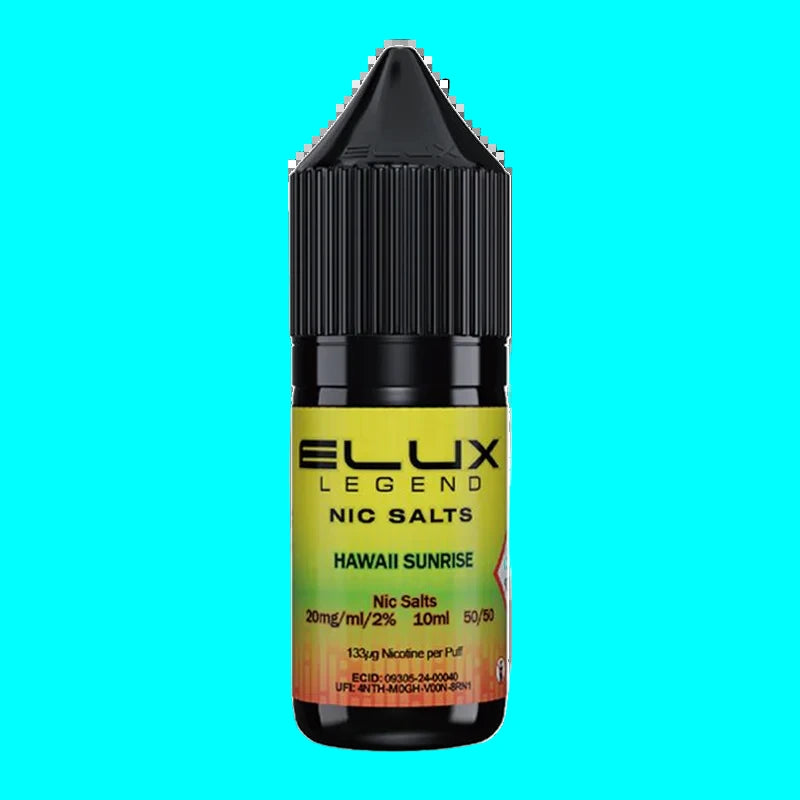 Elux Legend Nic Salts Hawaii Sunrise vape juice bottle on a white background