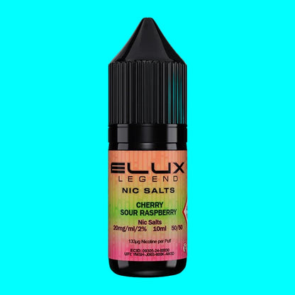 Elux Legend Nic Salts Cherry Sour Raspberry vape juice bottle on a white background