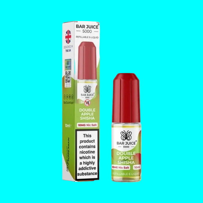 Bar Juice 5000 Double Apple Shisha e-liquid bottle and packaging on a white background