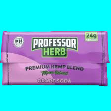 Purple package of Professor Herb Premium Hemp Blend on a purple background