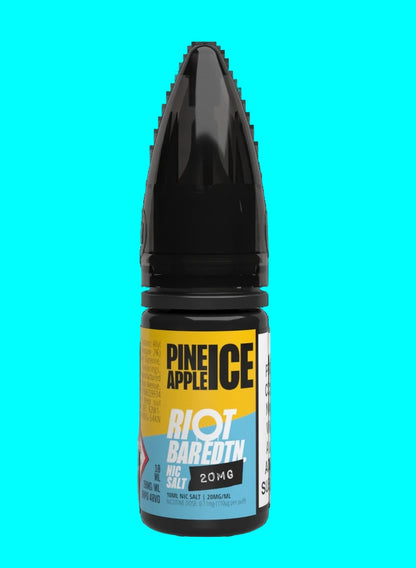 Bottle of Pineapple Ice Riot Bar JUICE e-liquid on a white background