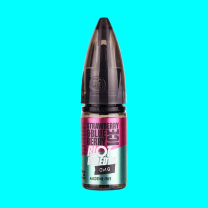 Vape juice bottle with strawberry blueberry ice flavor on a white background