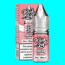  Pink Gin E-Liquid bottle with pink cap and label on a white background