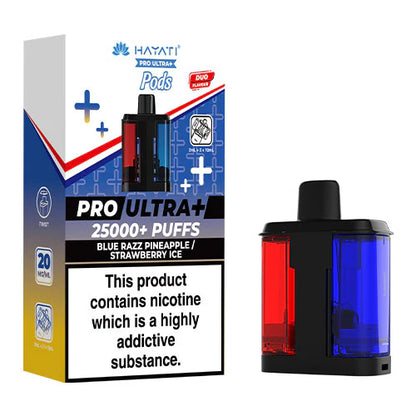 E-liquid pod device with packaging on a white background