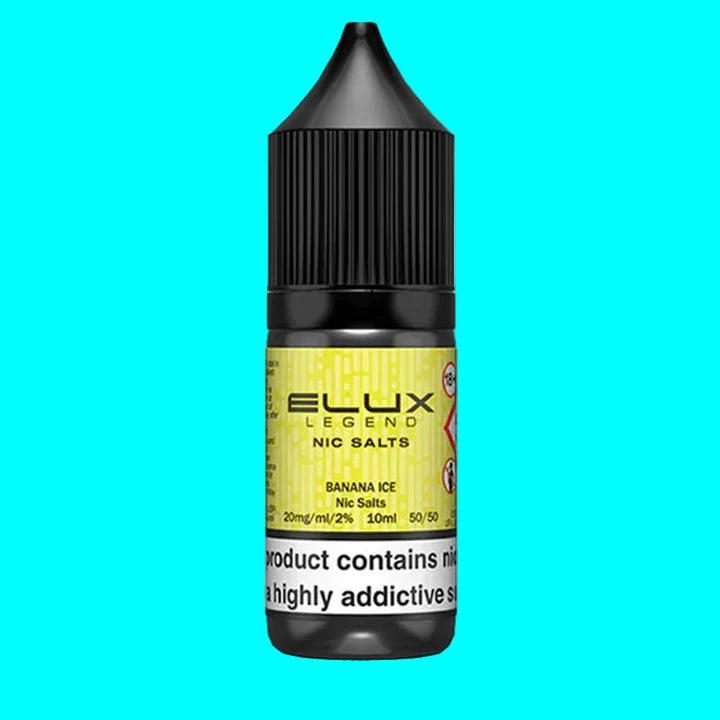 Elux Legend Nic Salts Banana Ice vape juice bottle on a white background