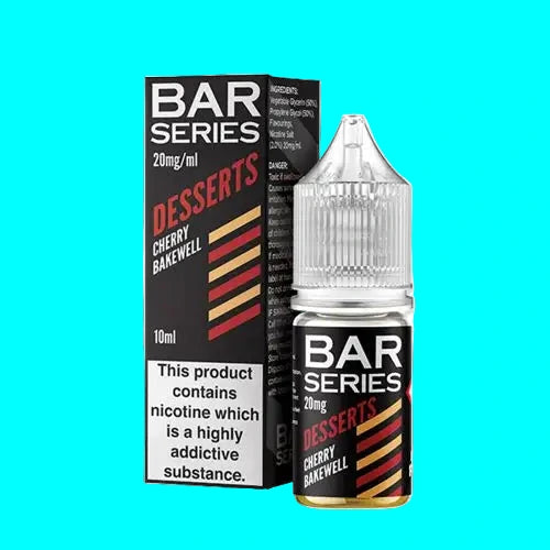 A collection of BAR SERIES 10ml nicotine salt e-liquid bottles in various flavors, designed for mouth-to-lung vaping.