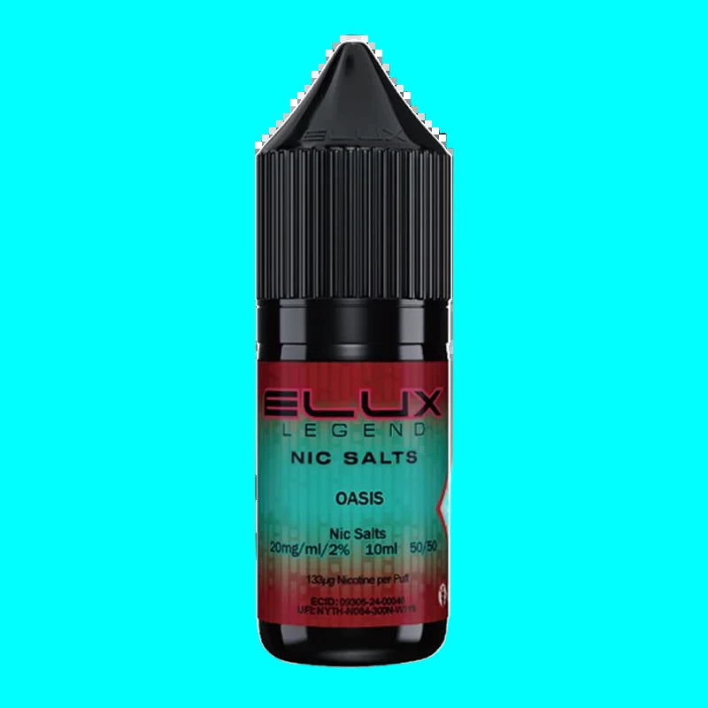 ELUX Legend Nic Salts Oasis vape juice bottle on a white background