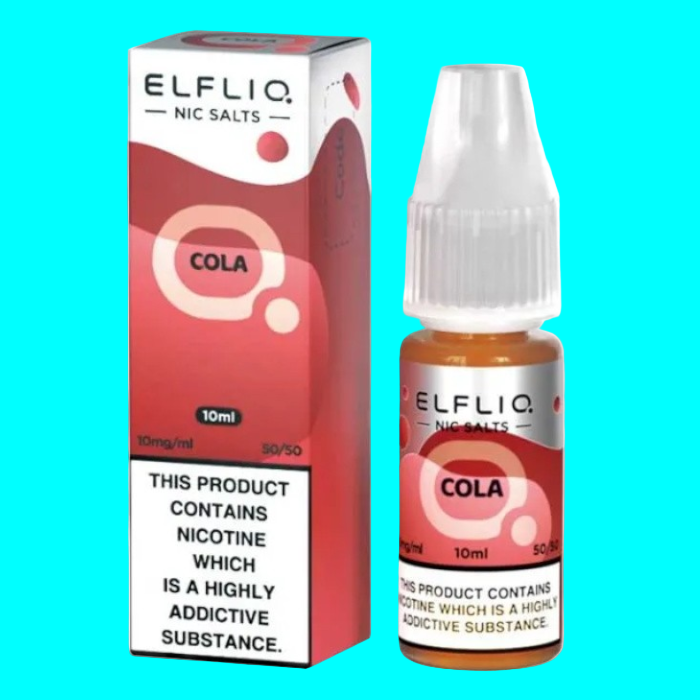 A collection of ELFLIQ Nic Salt e-liquid bottles in various flavors, displayed in a grid arrangement.