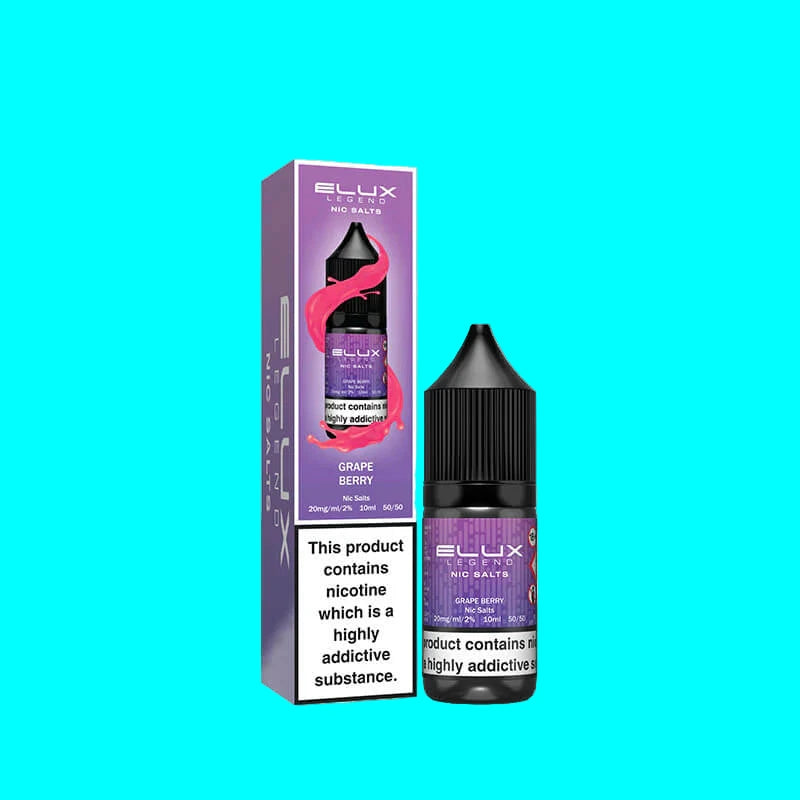 Elux vape juice bottle and packaging on a white background