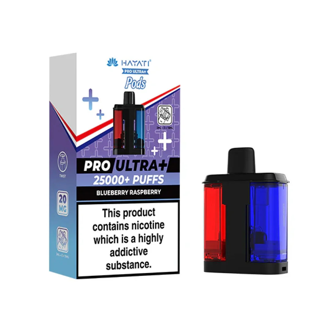 Vape device and packaging with 'Hayat' branding on a white background