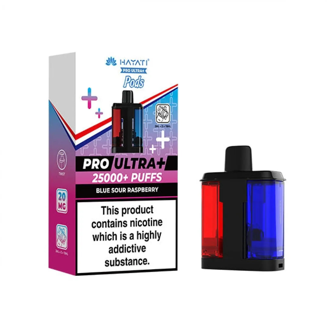 Vaping device and packaging with 'Hayat' branding on a white background