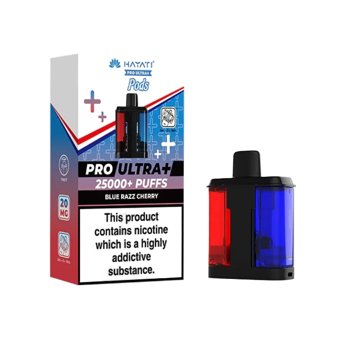 Vaping device and packaging with 'Hayat' branding on a white background