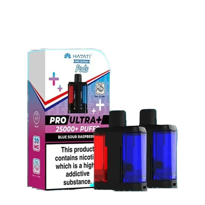 Vape device packaging with 'Hayati' branding on a colorful background