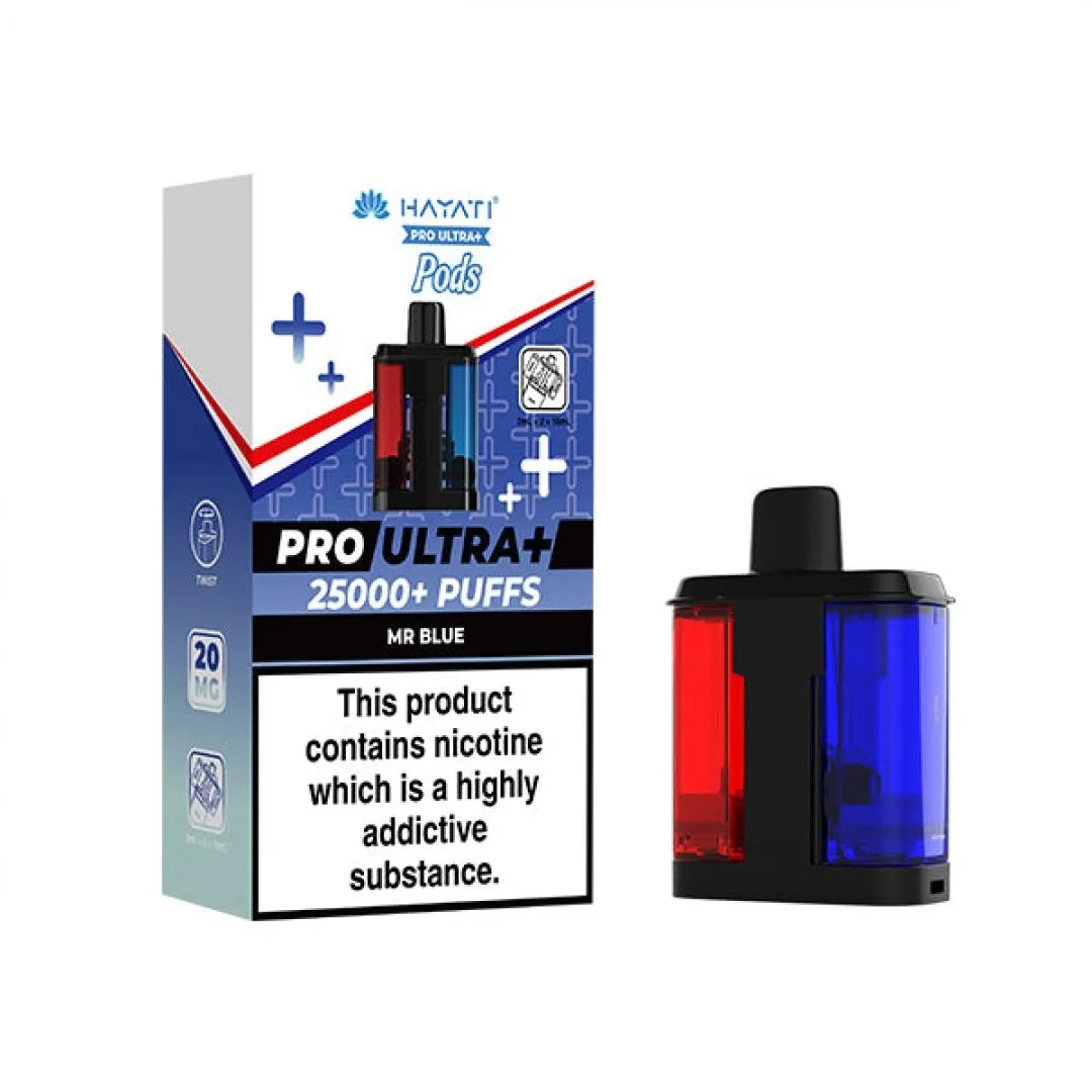 Vape device and packaging with 'Hayat' branding on a white background