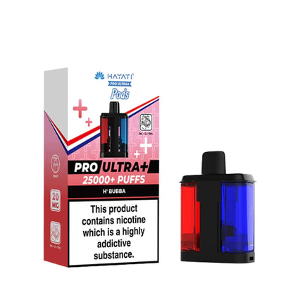 Hayati Pro Ultra+ vape device and packaging on a white background