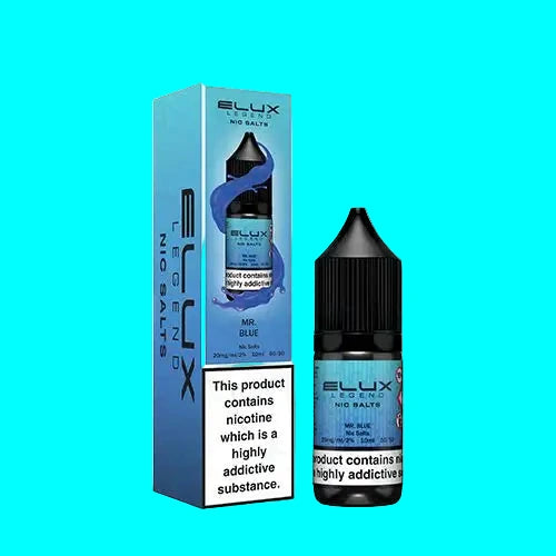 Elux Legend Salts Nic Blue bottle and packaging on a white background