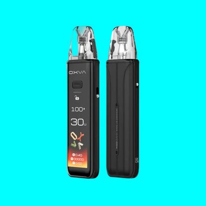 OXVA vaping device with digital display on a white background