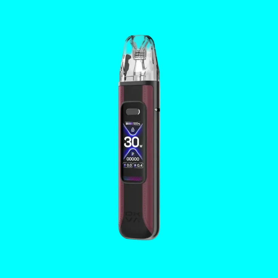 Vaping device with digital display on a white background