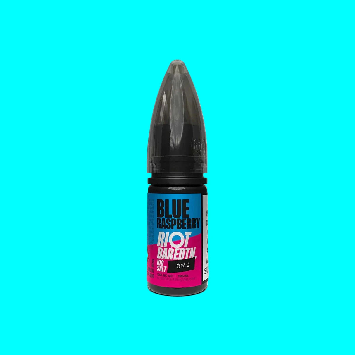 Blue Raspberry Riot Bar juice bottle on a white background