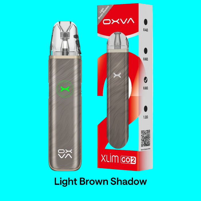 OXVA vaping device and packaging on a white background