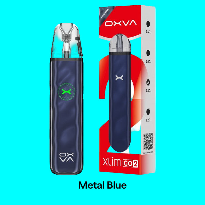 OXVA vaping device and packaging on a white background