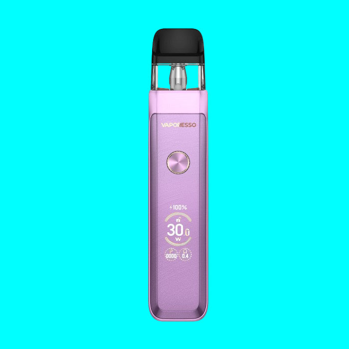 Purple vape device with 'Vaporesso' branding on a white background